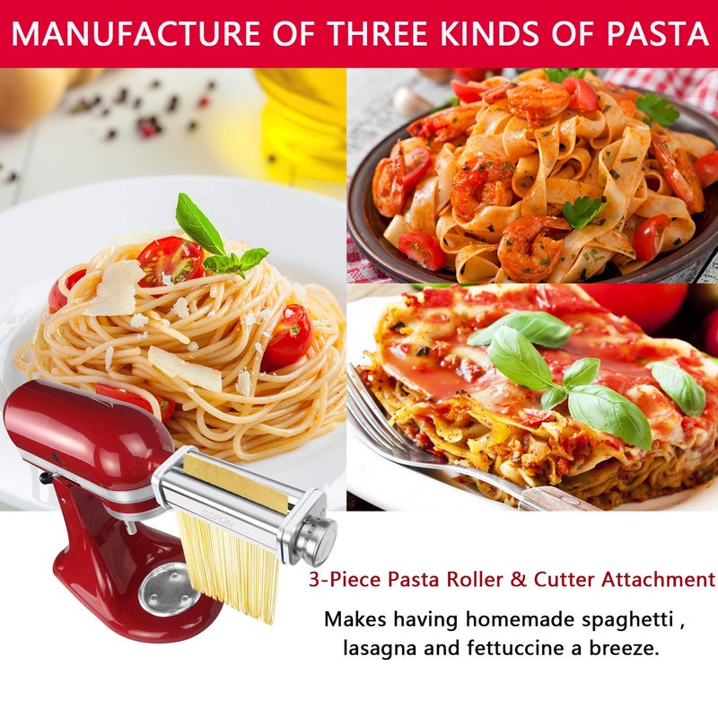 Cofun Pasta Attachment for KitchenAid Stand Mixer, 3 Piece Pasta Making Kit Including Pasta Roller, Cutter for Authentic Spaghetti and Fettuccine Sheets, Durable Noodle Accessories by Cofun - Image 3